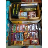 Two trays of boxed diecast toy cars, tru
