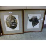 Two framed and glazed wax art works of l