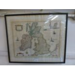 A framed and glazed map of Great Britain