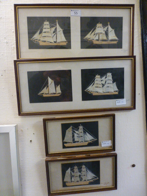Four framed and glazed two dimensional m