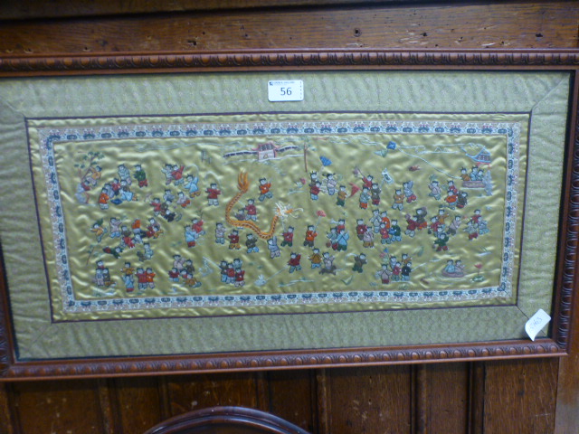 A framed and glazed Chinese needlework o