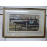 A framed and glazed railway watercolour