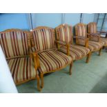 A set of five reproduction open armchair
