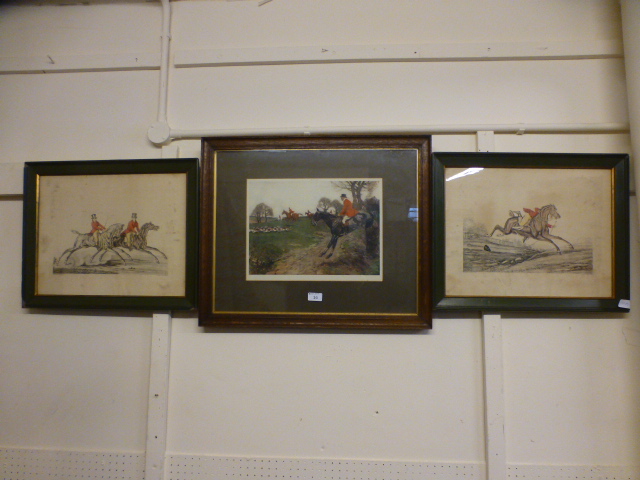 Three framed and glazed hunting prints