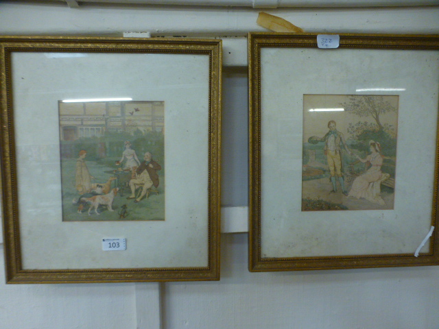 Two framed and glazed prints of high soc