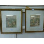 Two framed and glazed prints of high soc