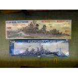 Two boxed models of destroyers