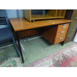 A 1980s metal and teak effect office des