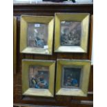 A set of four gilt framed lithographic p