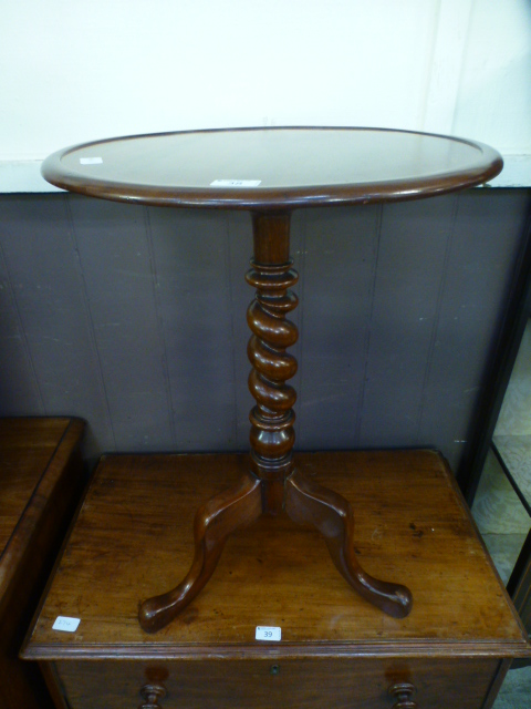 A 19th century mahogany tripod table, th