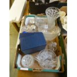 A tray of assorted cut glassware to incl