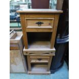 A pair of Mexican pine bedside cabinets