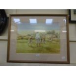 A framed and glazed golf print after Dou