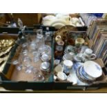Two trays of glass and ceramic ware to i