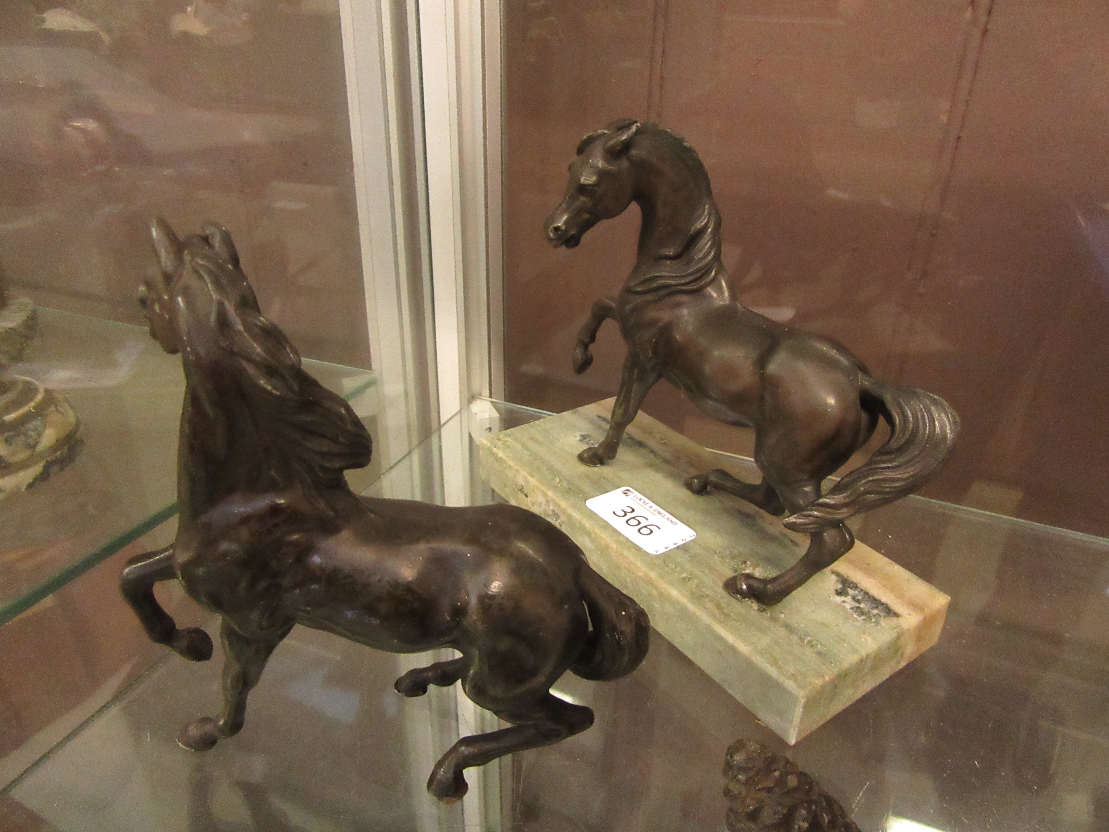 Two cast models of horses, one on a marb - Image 2 of 3