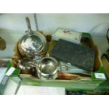 A silver plated part tea set together wi