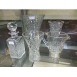 An assortment of cut glassware to includ