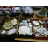 Three trays of assorted ceramic and othe