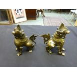 A pair of Chinese brass Foo dogs