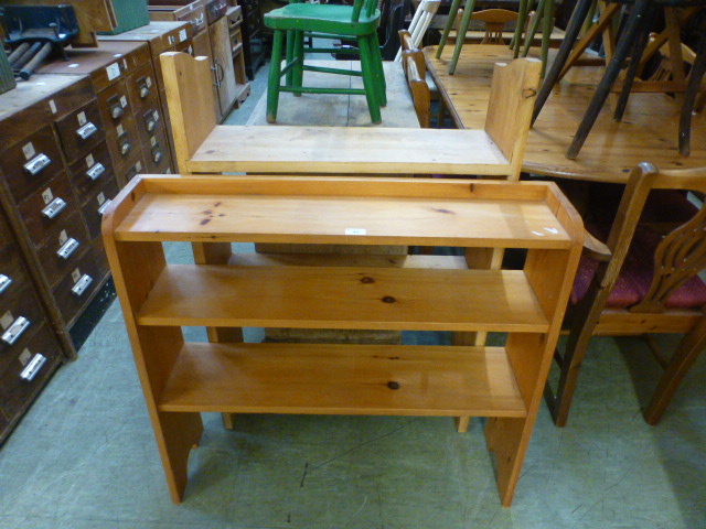 Two modern pine shelf units