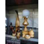 A selection of wooden treen items to inc