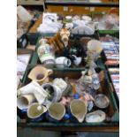 Two trays of decorative ceramic ware to