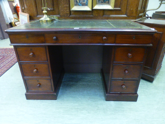 A 19th century mahogany twin pedestal de