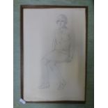 A framed pencil drawing of a lady signed