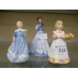 Three small Royal Doulton figures to inc