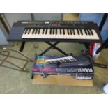 A Yamaha PSR3 keyboard on stand