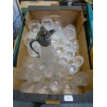 A tray of cut glass drinking vessels tog