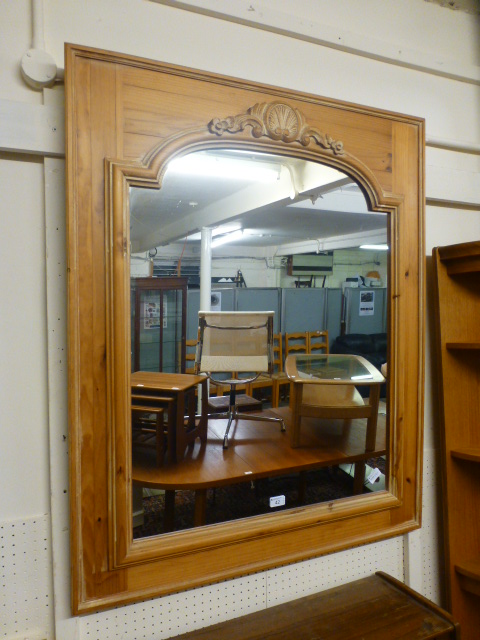 A pine framed mirror with shell design t