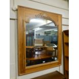 A pine framed mirror with shell design t