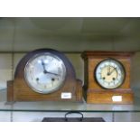 Two early 20th century oak cased mantle