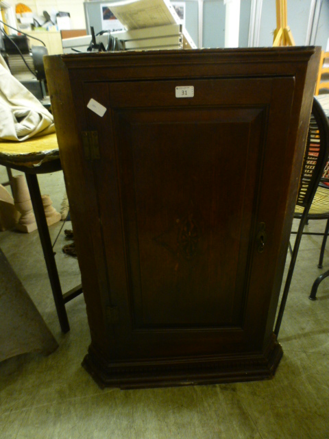 An 18th century oak and marquetry wall h