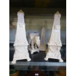A pair of Weldon ware ceramic obelisks t