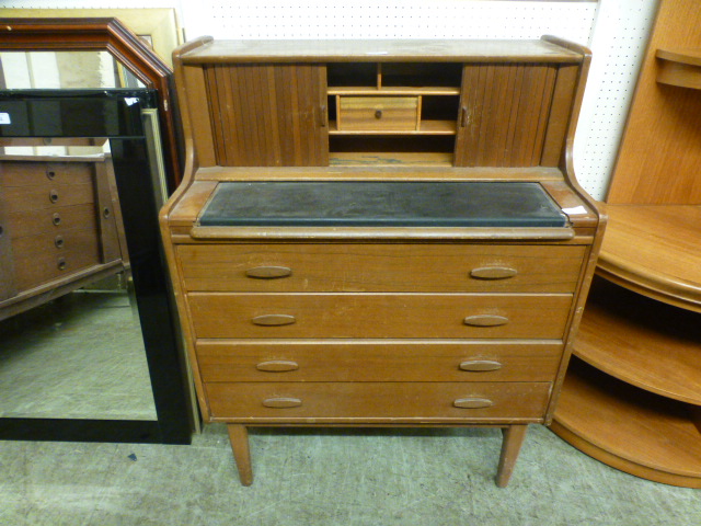 A mid-20th century walnut bureau, the ta