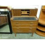 A mid-20th century walnut bureau, the ta