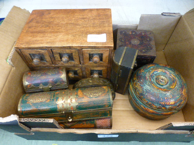 An assortment of eastern wooden boxes