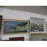 Two modern framed oils of coastal scene