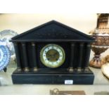 A late 19th century slate mantle clock o