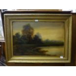 A gilt framed oil on canvas of country t