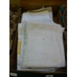 A tray of linen and lace ware