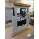 A grey painted dressing table mirror (71