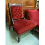 An Edwardian walnut framed parlour chair