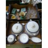 Two trays of ceramic and glassware to in