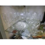 An assortment of glassware to include wi