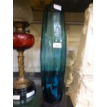 A large mid-20th century blue glass vase