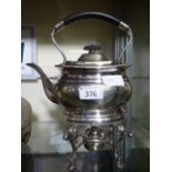 A silver plated spirit kettle