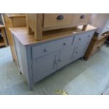 A grey painted sideboard with two drawer